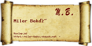 Miler Bekő névjegykártya